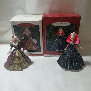 Lot of 2 Hallmark Keepsake Holiday Barbie Ornaments 1996 & 1998